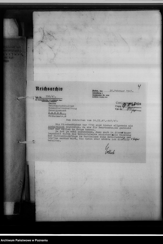 Obraz 8 z jednostki "Einziehungsprotokolle [ksiąg kościelnych]. Bestand der Kirchenbücher der katholischen Gemeinde Neipe [Niepart] und Berghausen [Wola], Kreis Gostingen [powiat gostyński]"