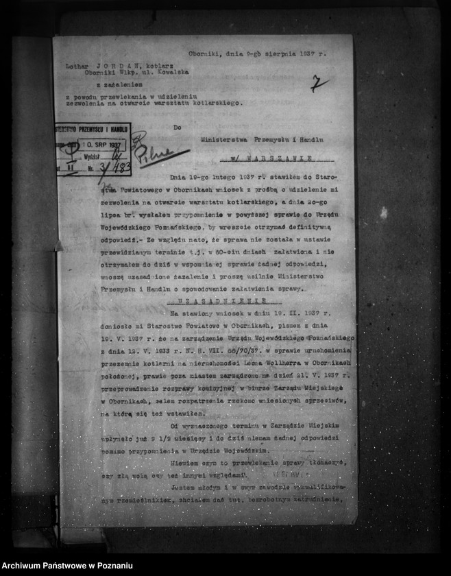 Obraz 11 z jednostki "/Warsztat kotlarski Lothar Jordan w Obornikach zatwierdzenie urządzenia/"