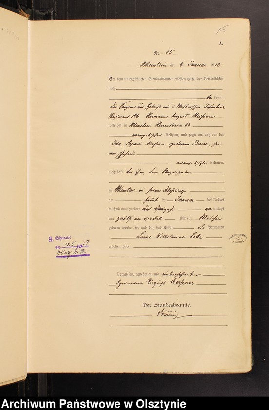 image.from.unit.number "Geburts-Haupt-Register Tom I, Nr 1-519"