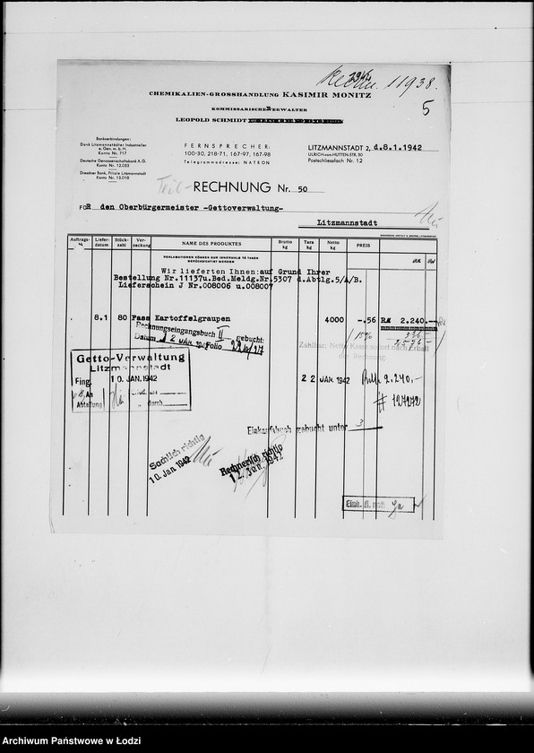 Obraz 9 z jednostki "M [rachunki za dostawy towarów dla Getta]"