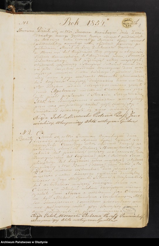 image.from.unit.number "Duplikat Parafii Janowieckiej w Powiecie Mławskim Gubernii Płockiej na rok 1854"