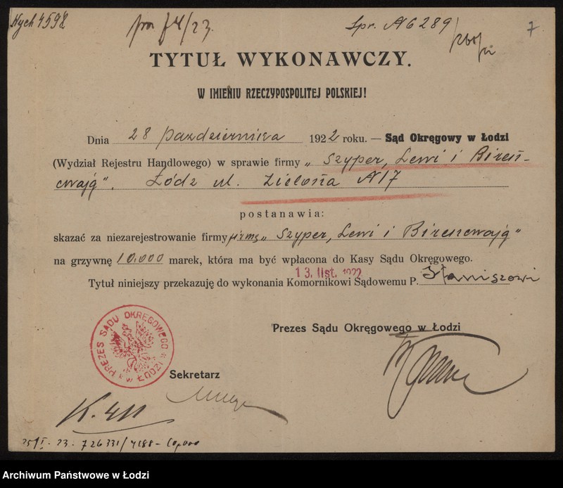 Obraz 9 z jednostki "Bracia Szyper i J. Birencwajg – fabryka i sprzedaż towarów manufakturowych"