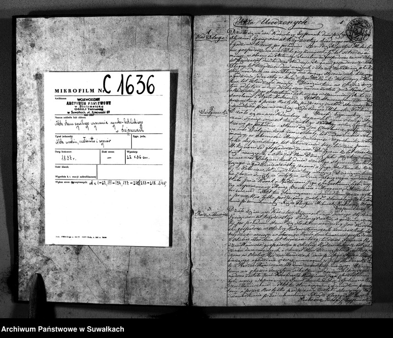 image.from.unit.number "Księga Duplikatu zawierająca w sobie Akta Urodzonych, Zaślubionych i Umarłych z Roku 1837 Parafij Leypuńskiey"