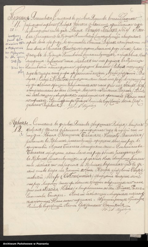 Obraz 9 z jednostki "Księga akt urodzeń, małżeństw, zgonów Parafii Rzymsko-Katolickiej w Janiszewie [za] 1911 rok"