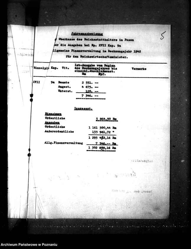 Obraz 9 z jednostki "Jahresnachweisung über die Haushaltseinnahmen und Ausgaben, Reichsministerium der Finanzen"