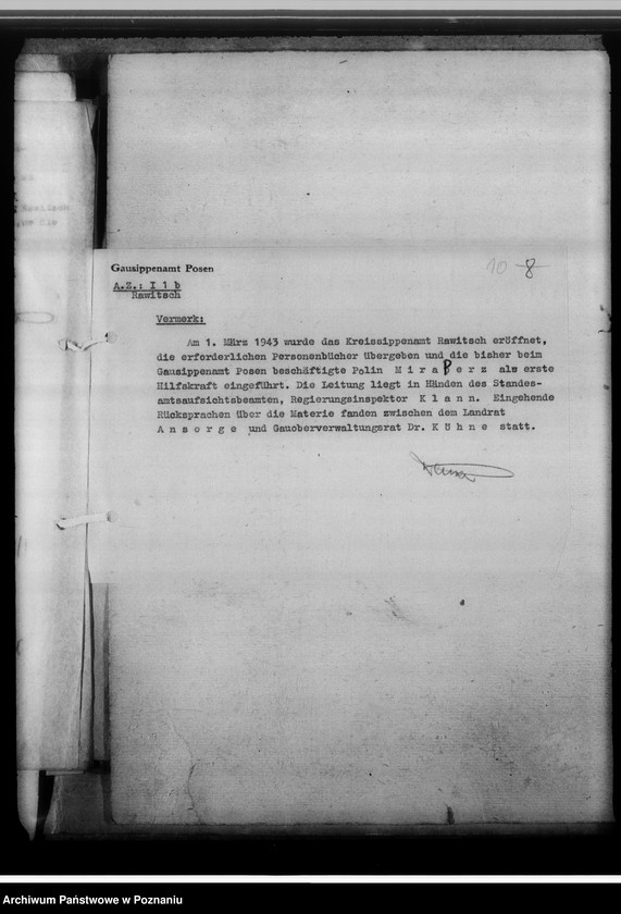 Obraz 14 z jednostki "[Korespondencja w sprawach organizacyjnych, sprawozdania z działalności], Kreissippenamt Rawitsch [Rawicz]"