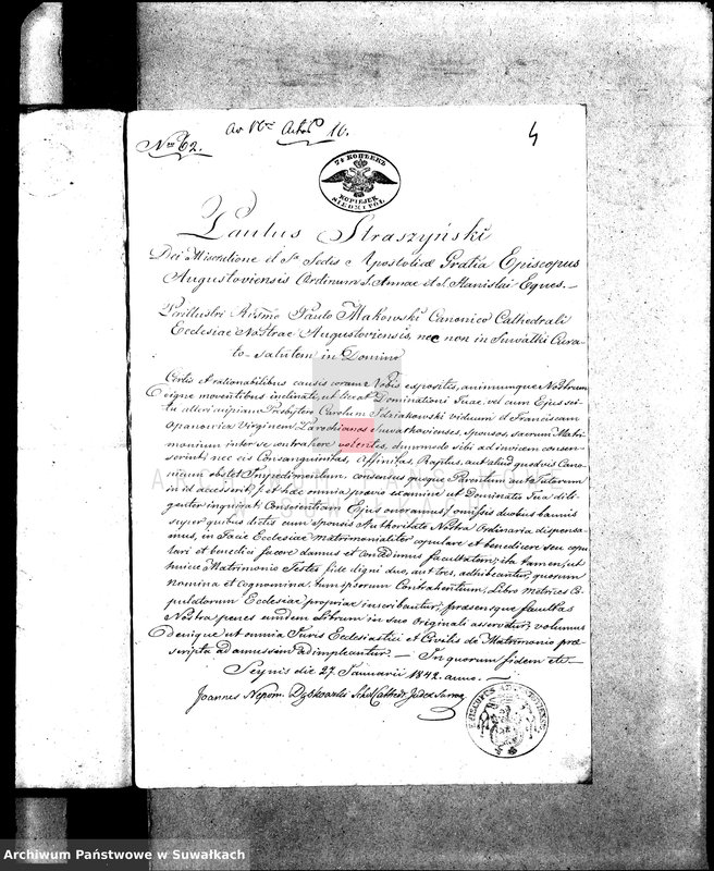 image.from.unit.number "Annexa do Akt Małżeństw Parafij Suwalskiey za Rok 1842."