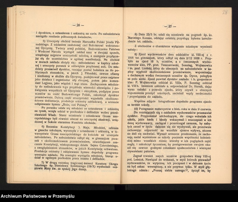 image.from.unit.number "Sprawozdanie Dyrekcji Państw[owego] Gimnazjum I w Jarosławiu za rok szkolny 1928/9"