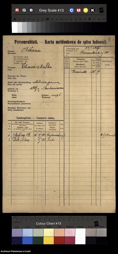 Obraz 3 z jednostki "[Spis ludności Łodzi] Rożana-Różyński"