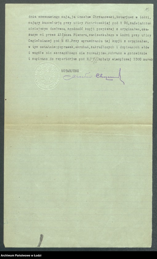 Obraz 15 z jednostki "Dowody metrykalne stałych mieszkańców m. Łodzi nr domu 1255-1257"