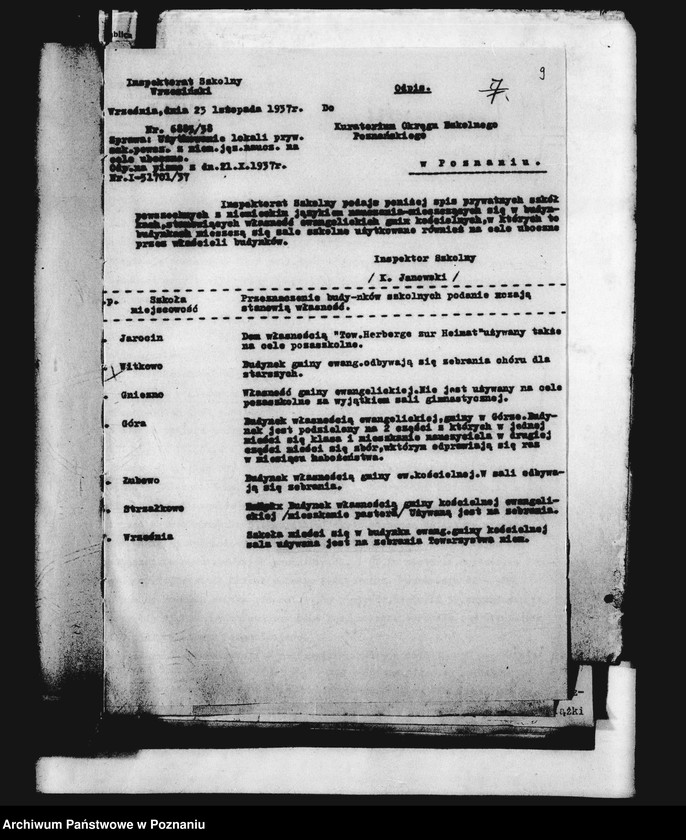 Obraz 12 z jednostki "Prywatna Szkoła Powszechna z niemieckim językiem nauczania w Witkowie, powiat Gniezno"