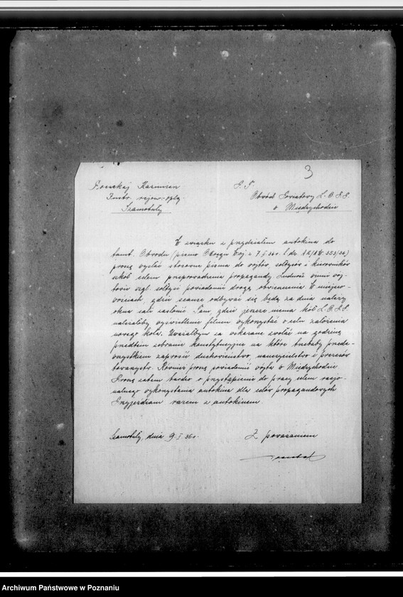 Obraz 7 z jednostki "Korespondencja: okólniki Poznańskiego Okręgu Wojewódzkiego. Sprawozdania z objazdu autokina. Szkice rysunkowe na plansze propagandowe"