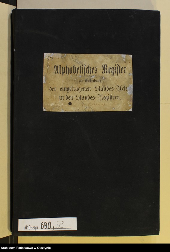 image.from.unit.number "Alphabetisches Register zur Auffindung der eingetragenen Standes-Acte in den Standes-Registern"