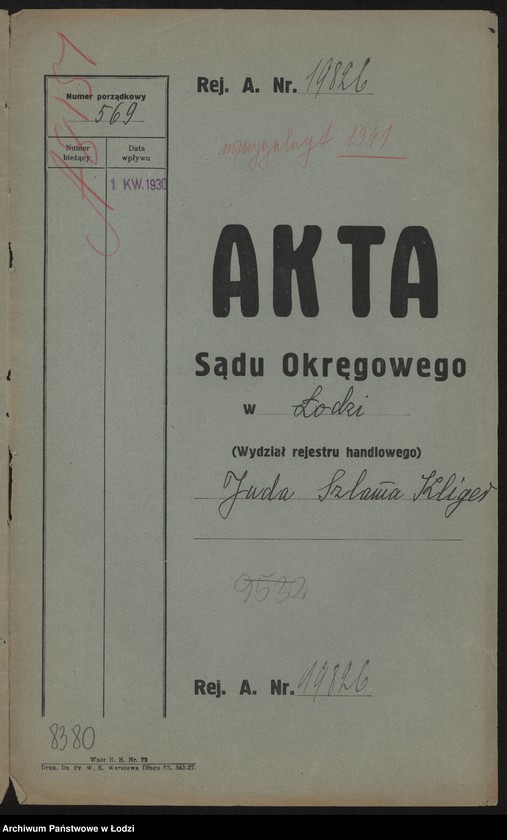 Obraz 2 z jednostki "Juda Szlama Kliger- drobna sprzedaż na raty towarów wełnianych i półwełnianych krajowych"