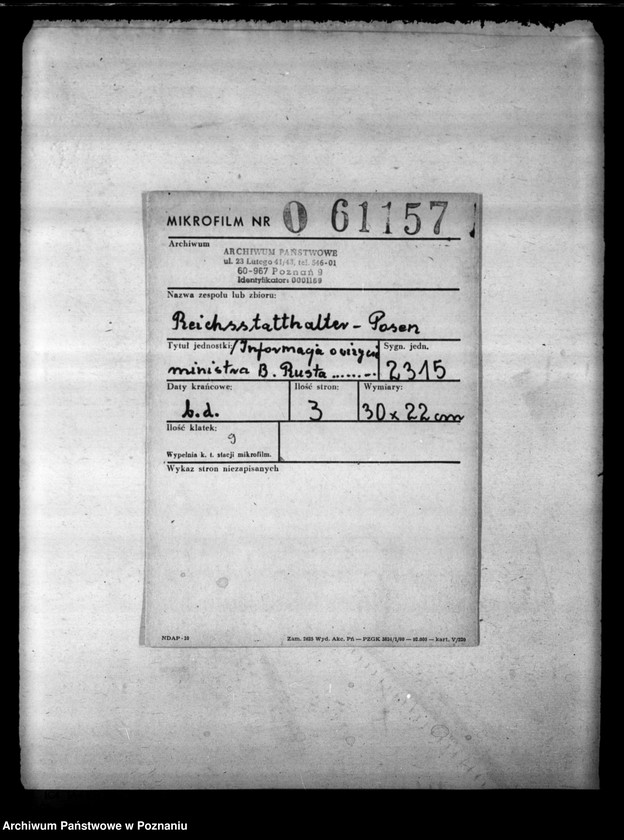 Obraz 2 z jednostki "Informacja o wizycie ministra B. Rusta w Kraju Warty"