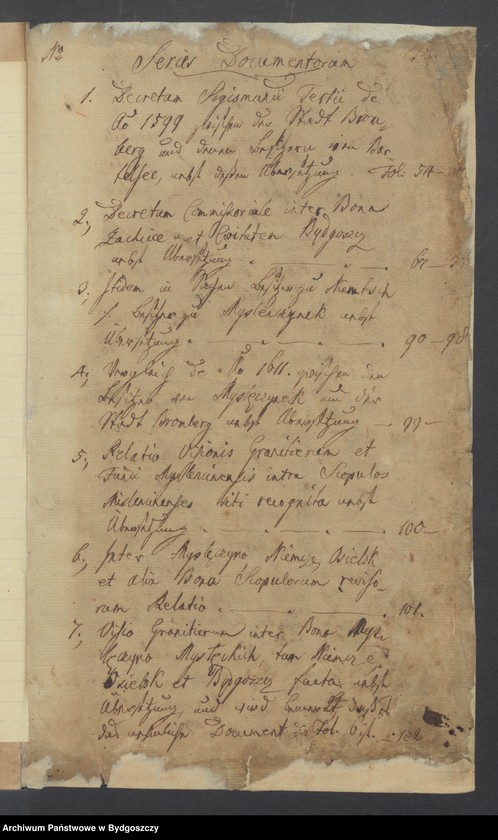 image.from.unit.number "Documente der Stadt Bromberg zum Prozess der Kämmerei gegen das Forstamt Bromberg wegen des Waldes bei Vorwerk Bocianowo. Odpisy dokumentów,"