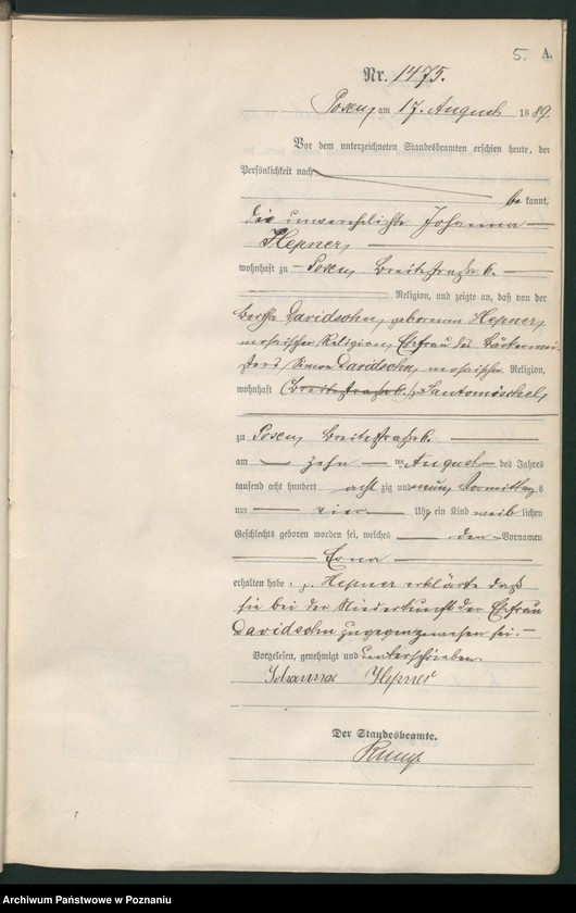 Obraz 8 z jednostki "Księga urodzeń t. IV"