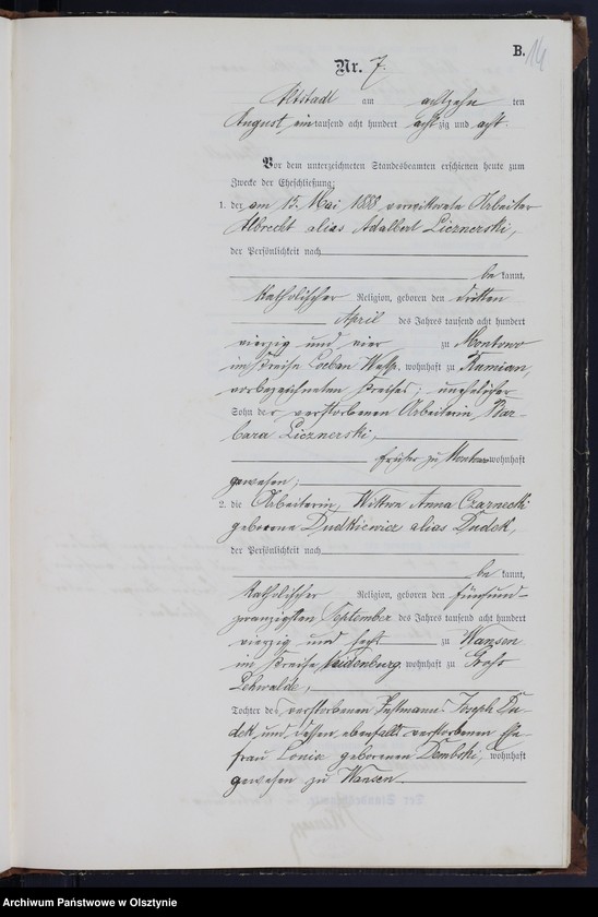 image.from.unit.number "Heiraths-Neben-Register Nr 1 - 19"