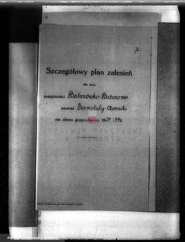 image.from.unit.number "Plan urządzenia gospodarstwa leśnego Baborówko-Baborowo powiat szamotulsko-obornicki 1929-1939"