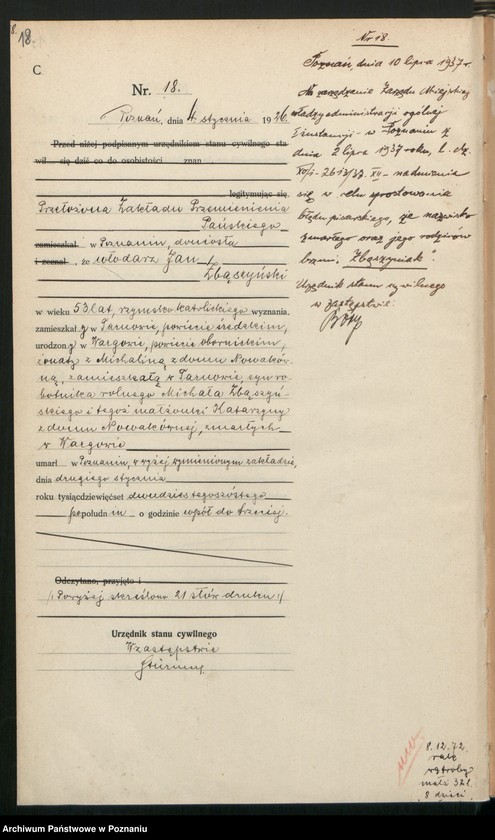 Obraz 20 z jednostki "Księga miejscowa zgonów tom I [Rejestr główny zgonów]"