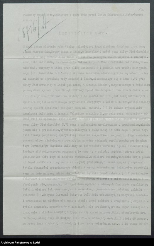 Obraz 12 z jednostki "Dall Asta Anacleto, Giovanni Battisto – cukiernia, chłodnia włoska"