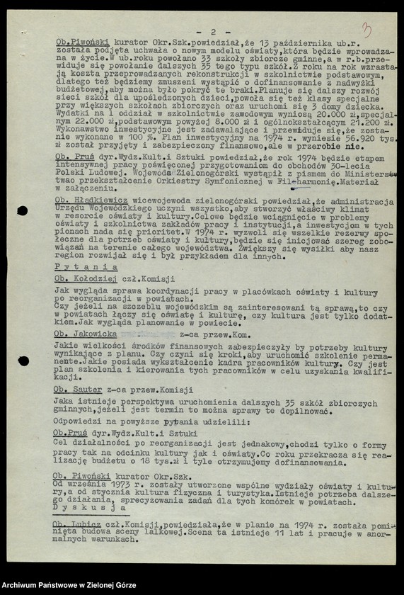 image.from.unit.number "Protokóły z posiedzeń Komisji Wychowania, Oświaty i Kultury Wojewódzkiej Rady Narodowej w Zielonej Górze; Nr 1 - 6"