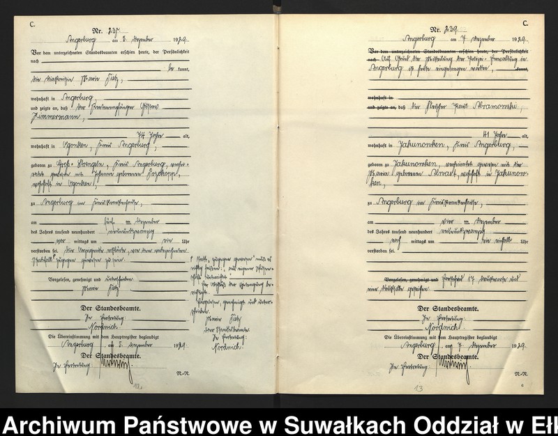 image.from.unit.number "[Sterbe = Register (Neben = Register) Standesamt Angerburg einschl. der Standesamtsbezirk Gross Strengeln, Kehlen und Prinowen] No 228 bis 248"