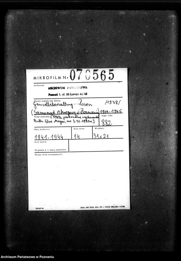 Obraz 2 z jednostki "[Akta personalne wychowanki Ruth Else Mager, ur. 3 XI 1937]."