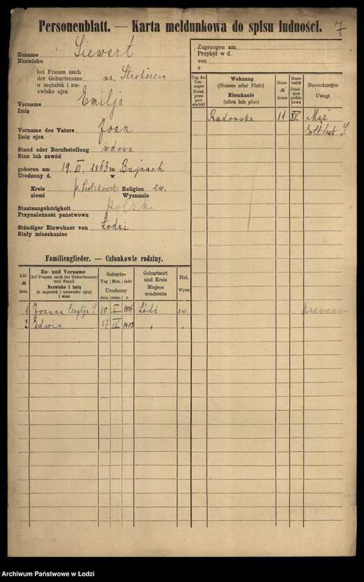 Obraz 9 z jednostki "[Spis ludności Łodzi] Zivel - Zolenberg"