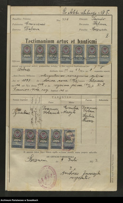image.from.unit.number "Dokumenty zaślubionych Smolańskiej parafii za 1925 rok"