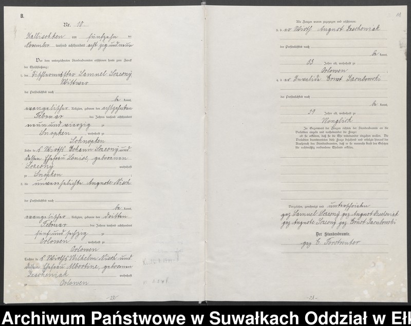 image.from.unit.number "[Heiraths-Haupt-Register des Königlichen Preussischen Standes-Amtes Kallischken Kreis Johannisburg]"