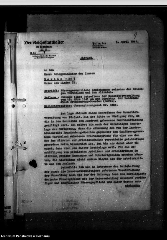 Obraz 14 z jednostki "Fürsorgerechtliche Beziehungen zu Fürsorgeträgern ausserhalb des Warthegaues"