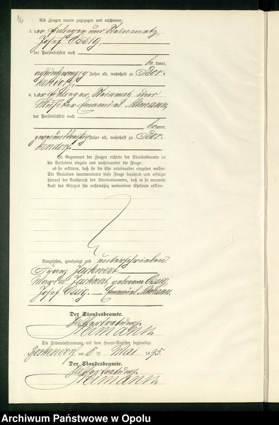 Obraz 20 z jednostki "Heiraths-Neben-Register des Standesamts Borkendorf pro 1895"