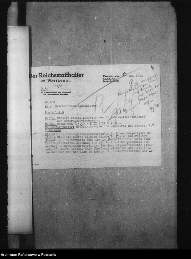 Obraz 11 z jednostki "Abgabe von Lehrkräften an das Generalgouvernement. Förderung volksdeutscher Lehrer"