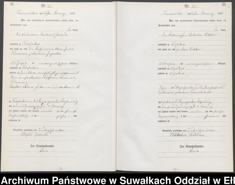 image.from.unit.number "Sterbe-Haupt-Register des Königlichen Preussischen Standes-Amtes Kumilsko Kreis Johannisburg"