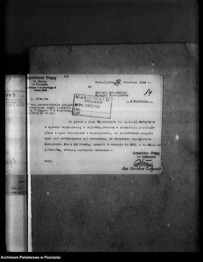 Obraz 18 z jednostki "Zatwierdzenie zakładu przemysłowego /drukarni/ Drukarnia Nakładowa Kupca"