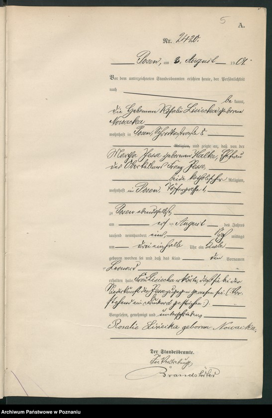 Obraz 8 z jednostki "Księga miejscowa urodzeń t. V"