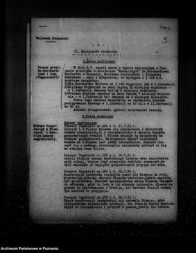 Obraz 7 z jednostki "Sprawozdania sytuacyjne z życia mniejszości narodowych za miesiące lipiec, sierpień, wrzesień 1931 r."