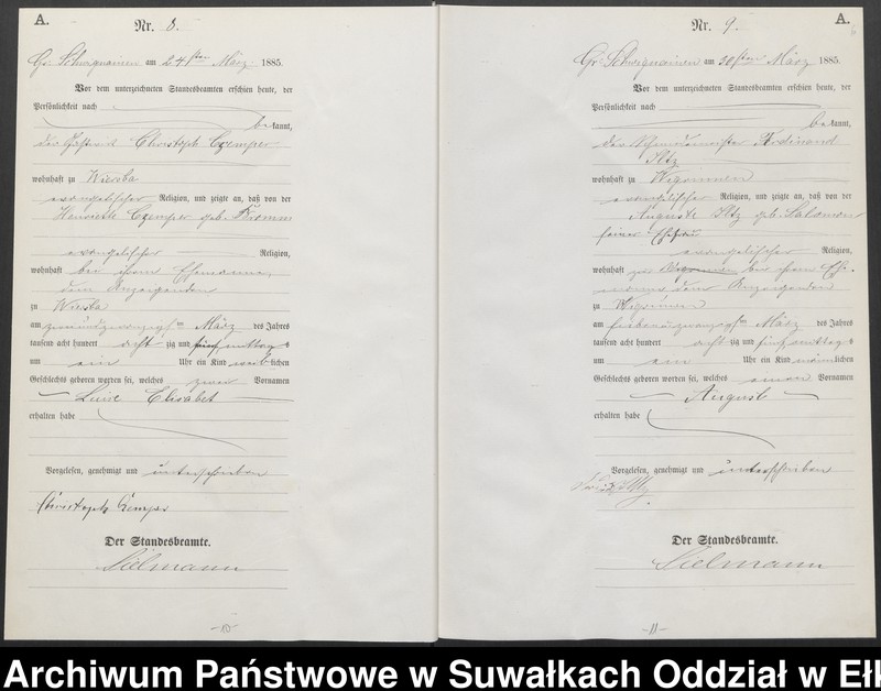 image.from.unit.number "Geburts-Haupt-Register des Königlich Preussischen Standes-Amtes Ukta Kreis Sensburg"