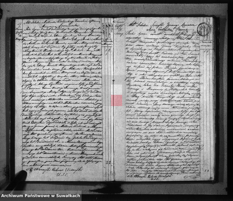 image.from.unit.number "Akta zaślubionych gminy wiżańskiey obwodu seyneńskiego, województwa augustowskiego od dnia 1-go miesiąca stycznia do dnia ostatniego miesiąca grudnia 1822 roku"