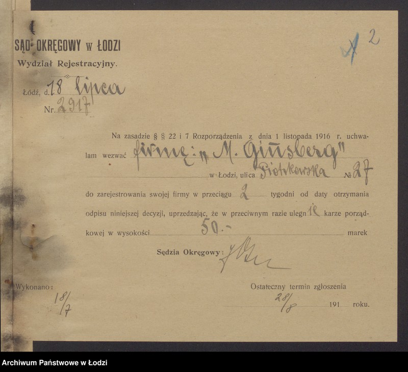 Obraz 4 z jednostki "Mozes Grinsberg - sprzedaż towarów manufakturowych"