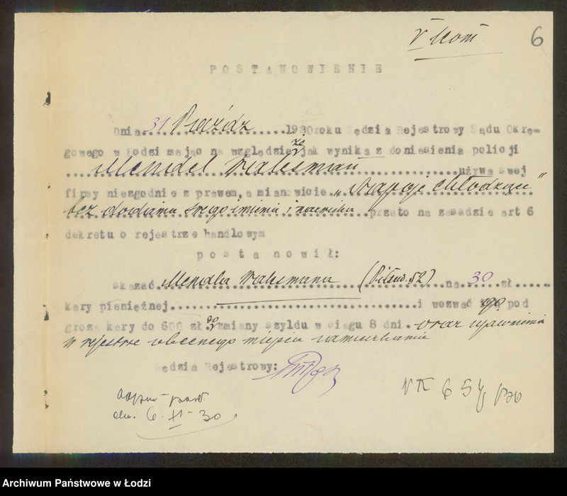 Obraz 8 z jednostki "Mendel Waksman – sprzedaż wody sodowej, lemoniady, słodyczy i owoców"