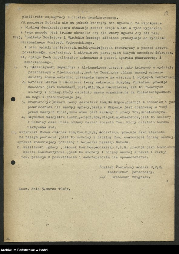 Obraz 14 z jednostki "Ankiety sprawozdawcze instruktora Komitetu Powiatowego Łódź [z załącznikami]"