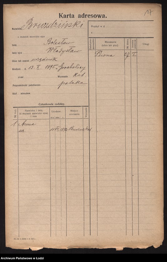 Obraz 19 z jednostki "[Spis ludności Łodzi] Bruzda - Brzeziner"