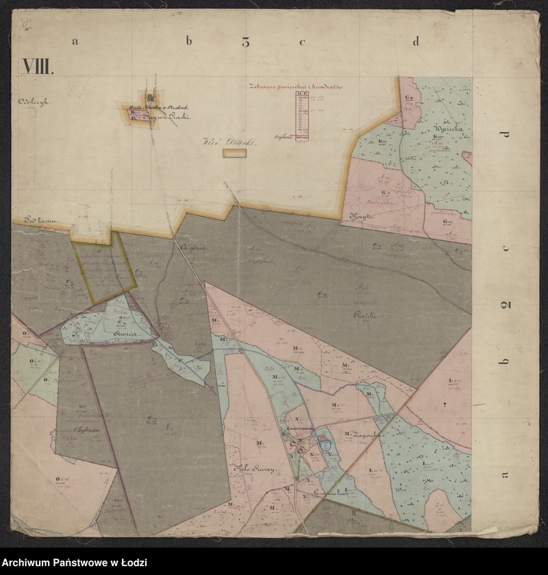 Obraz 8 z jednostki "Pierworys pomiaru dóbr prywatnych Nieborów składających się z folwarków Nieborów, Zygmuntów, Łasieczniki, Jasionna, Wólka Łasiecka, Kaczew, Polesie, Chyleniec ... oraz przyległych lasów ..."