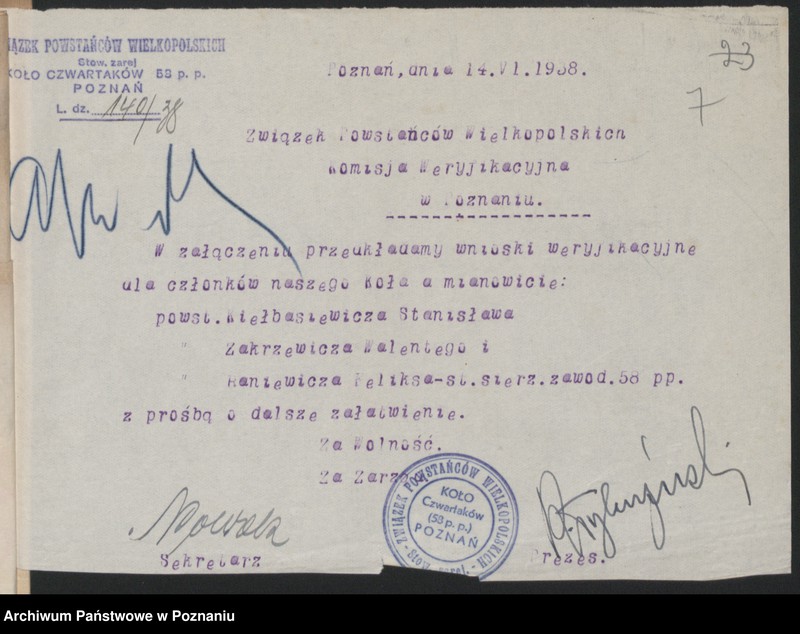 Obraz 9 z jednostki "Poznań - koło czwartaków - akta koła."