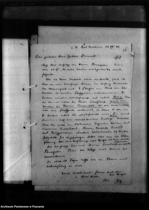 Obraz 20 z jednostki "Schriftwechsel mit Pansegrau (stróż cmentarny) - Thorn (Toruń)"