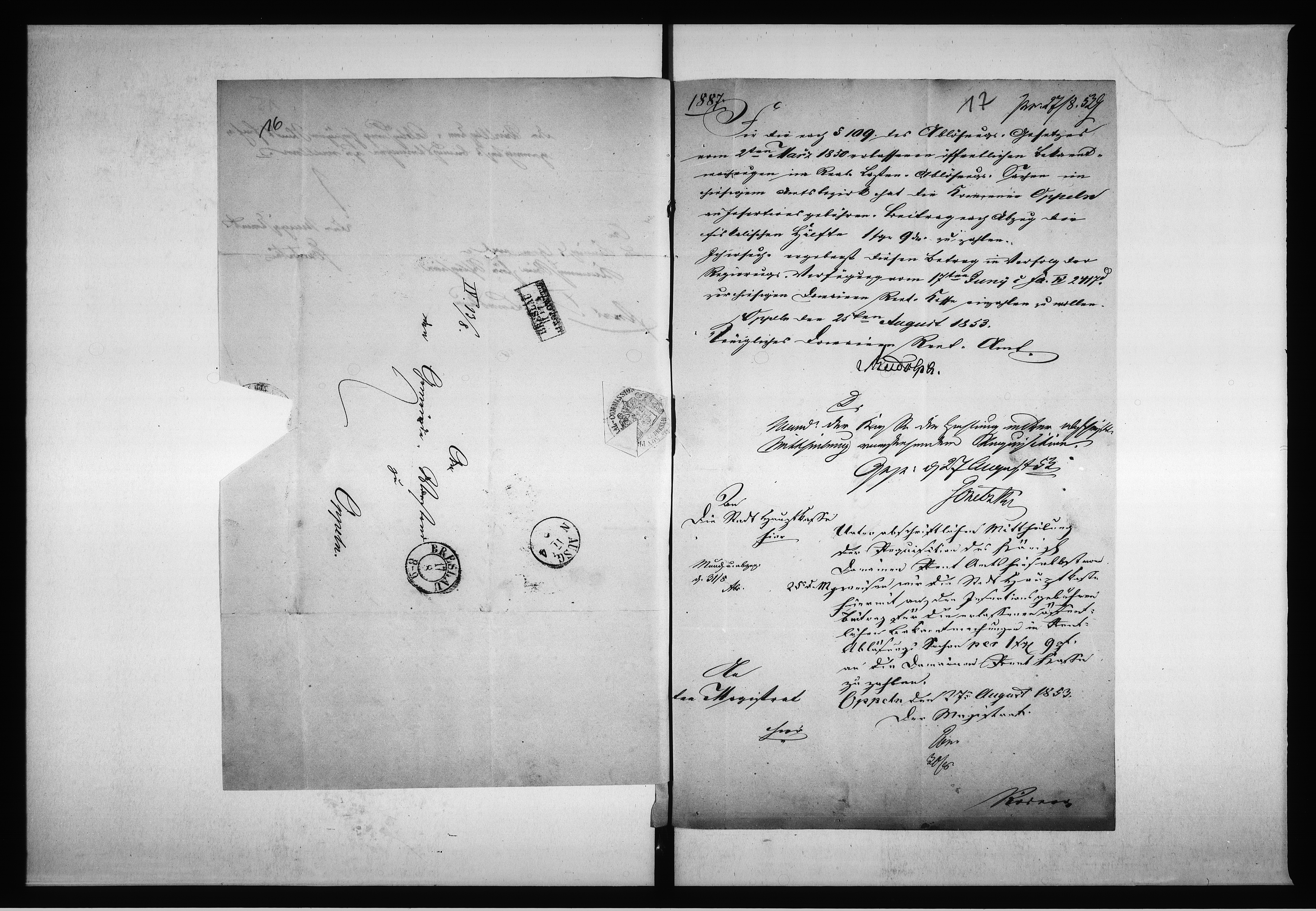 Obraz 16 z jednostki "Acta des Gemeinde Vorstandes zu Oppeln, betreffend: die Ablösung der, auf den städtischen Häusern und Grundstücken haftenden beständigen Gefälle de Anno 1852"