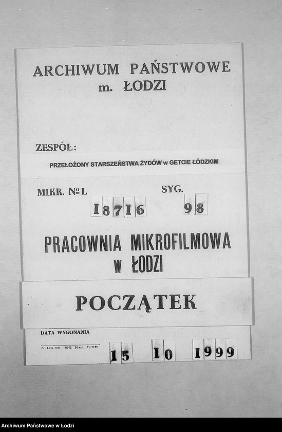 Obraz 1 z jednostki "[Korespondencja PSŻ z GV, z instytucjami i firmami niemieckimi w sprawie informacji o mieszkańcach getta: ich adresach, majątku, narodowości itp. – w związku z rentami i wierzytelnościami]"
