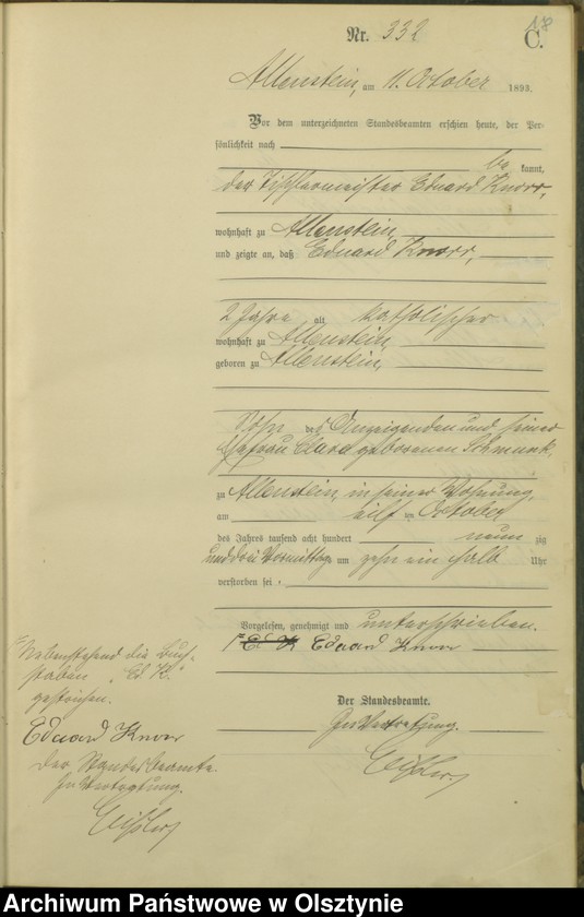 image.from.unit.number "Sterbe-Haupt-Register Tom II,Nr 316 - 463"